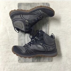 Keen Terradora II Hiking Boots Size 8 Leather Knit Mid Calf Navy Blue
